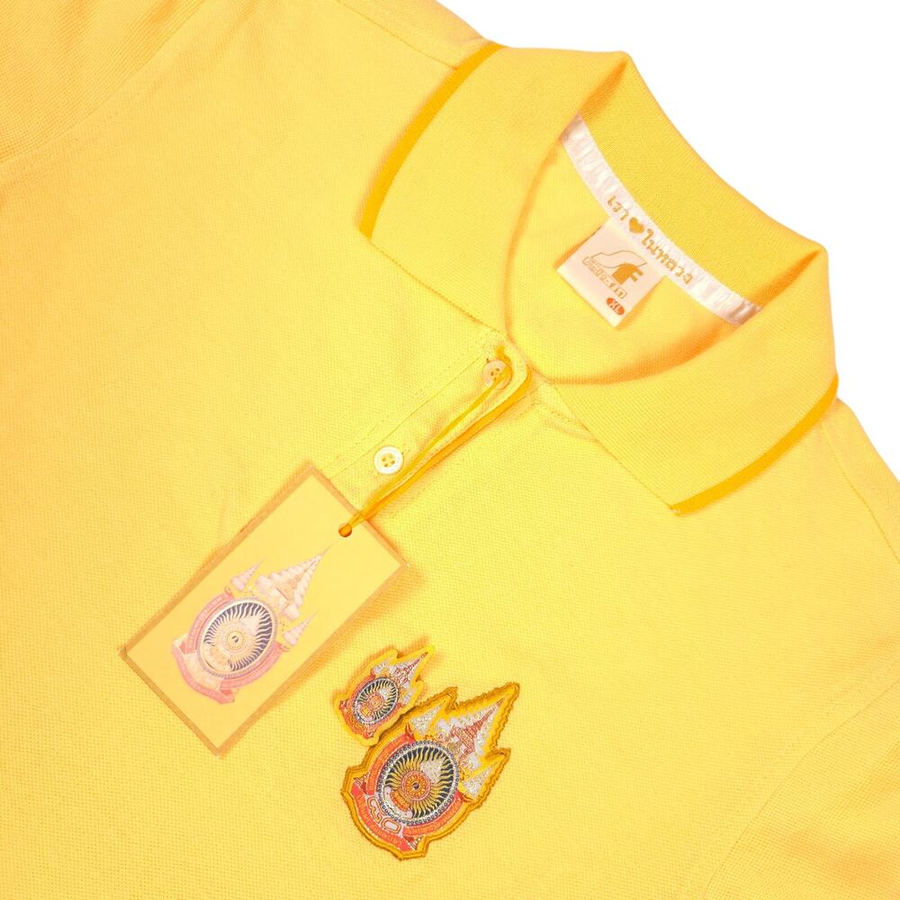 Thailand Yellow Polo Shirt XL King Rama IX Royal Cypher Crest Flag Cotton